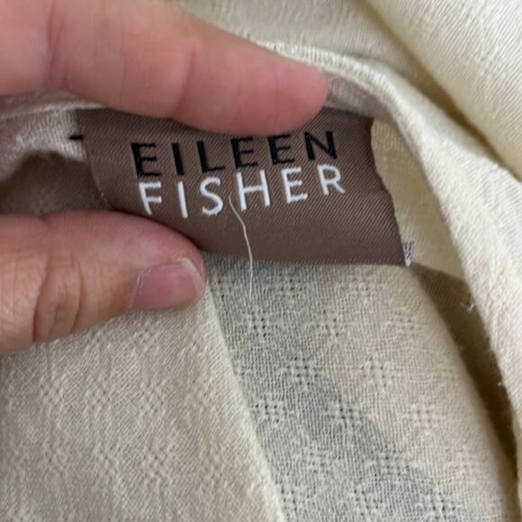 Eileen Fisher Linen Tie Back Perforated Button Sleeveless Dress - Picture 6 of 7